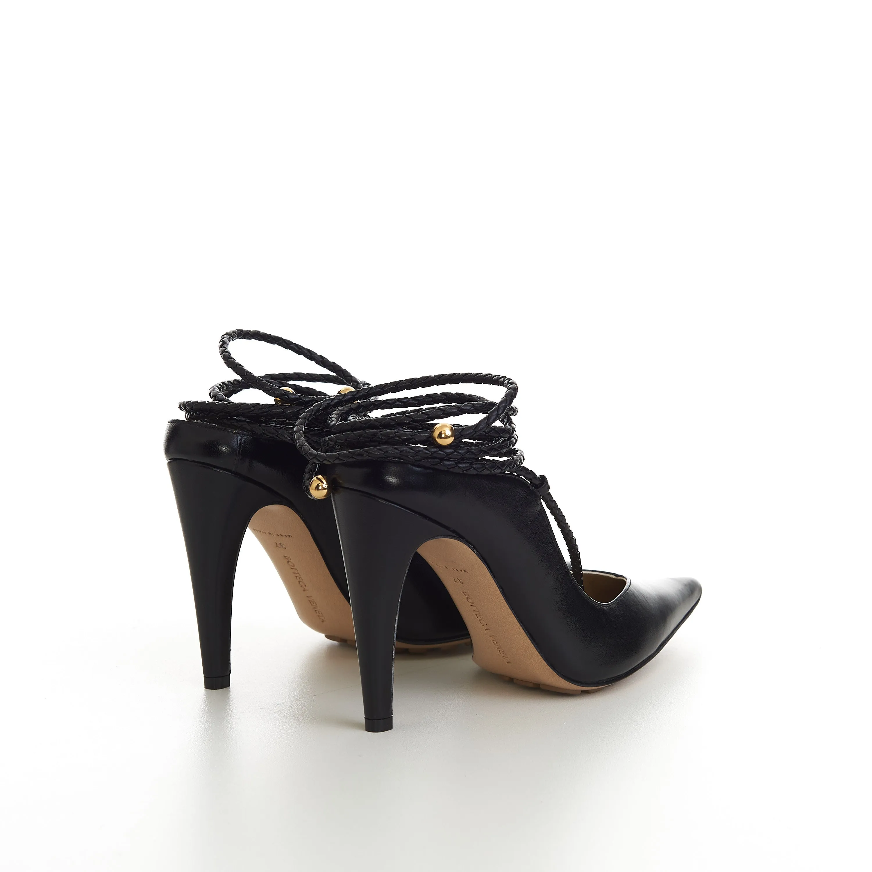 Spritz Strap Open Back Pumps In Black Leather