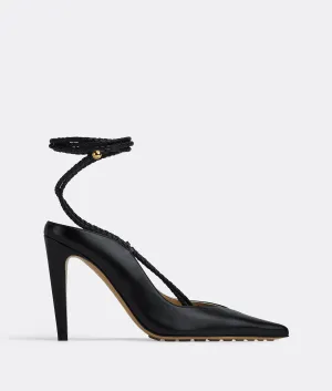 Spritz Strap Open Back Pumps In Black Leather