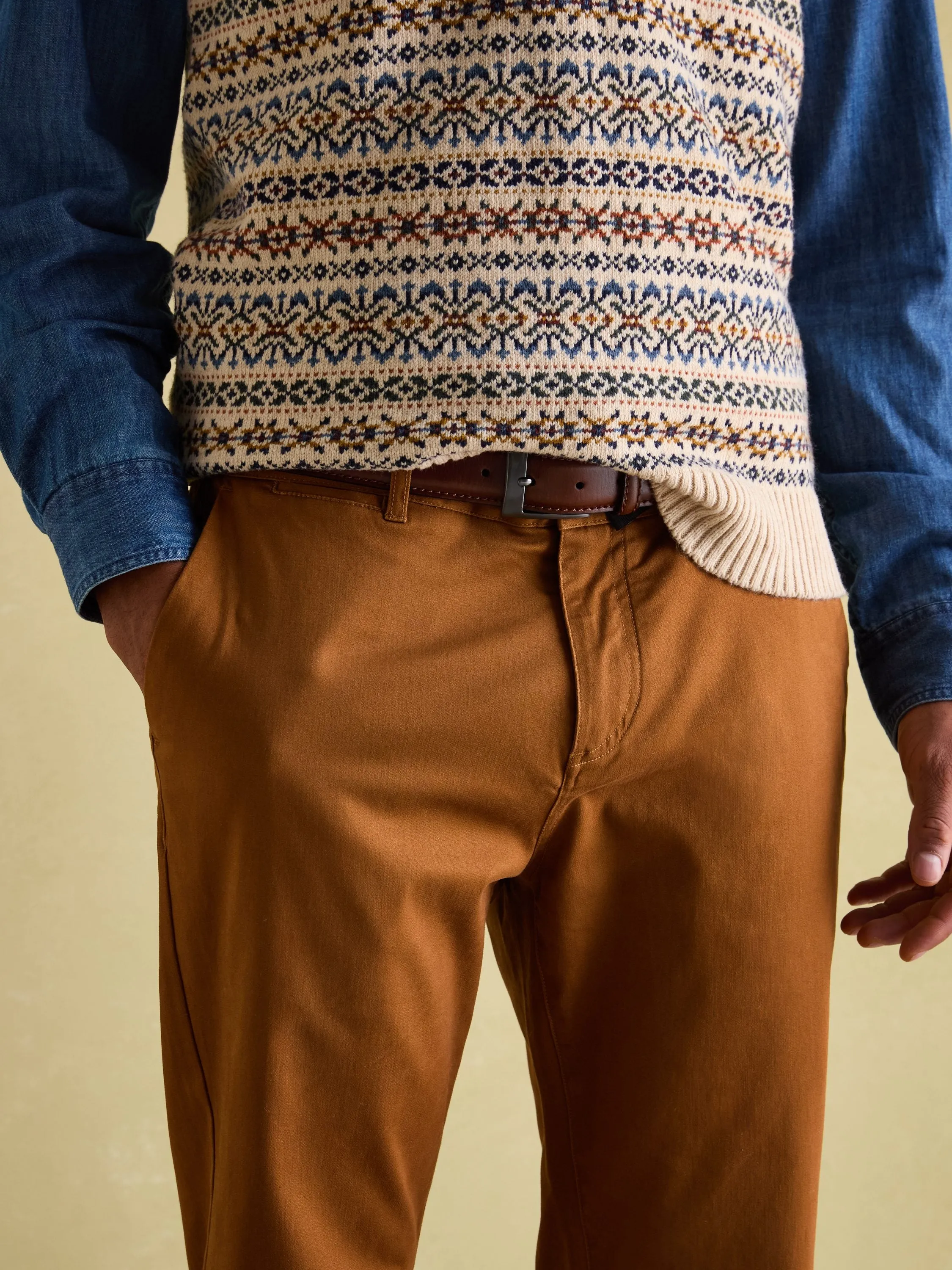 Stamford Brown Slim Fit Chinos