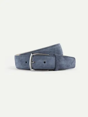 Steel Blue Suede Leather Belt