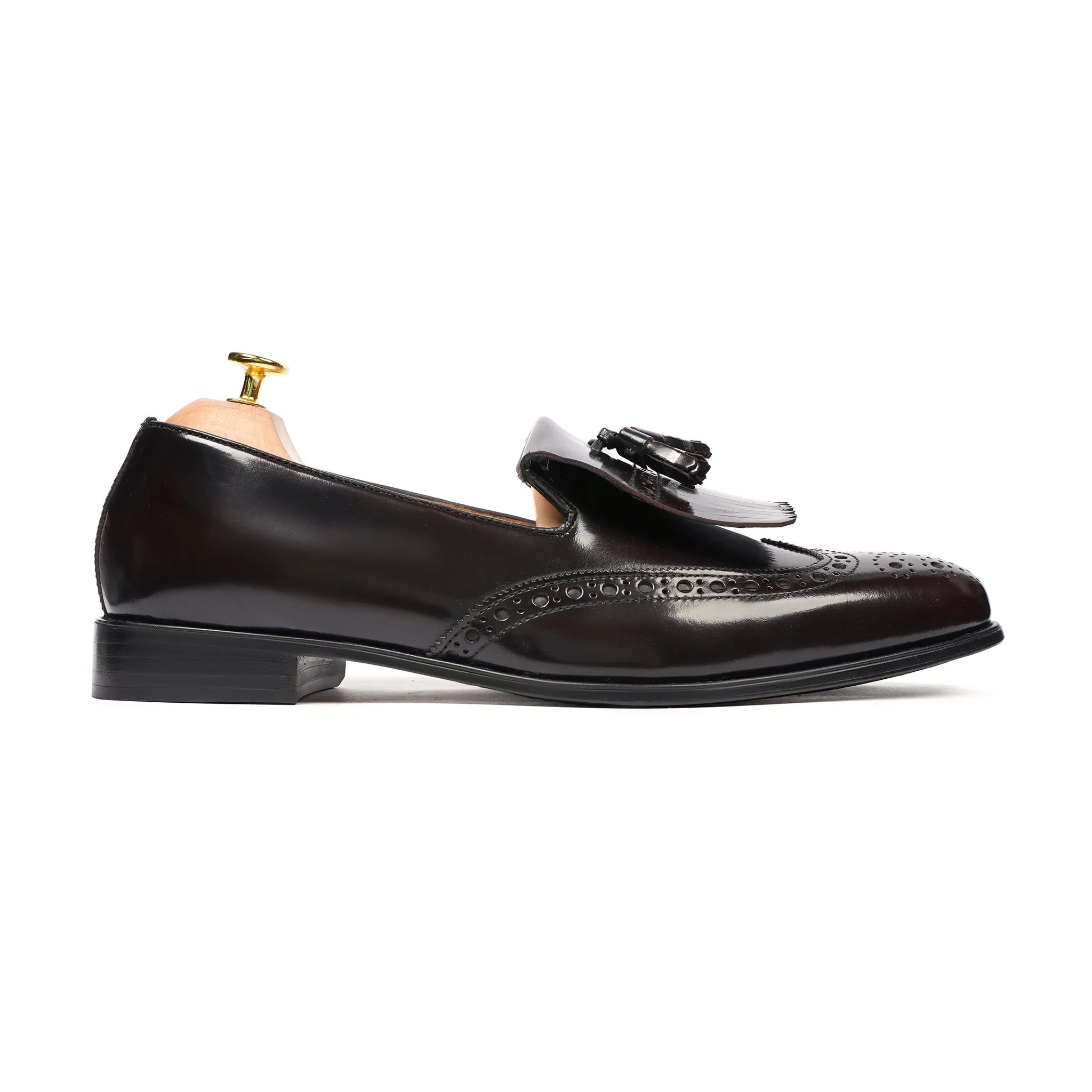 Taza - Men's Dark Brown Box Leather High Shine Loafer