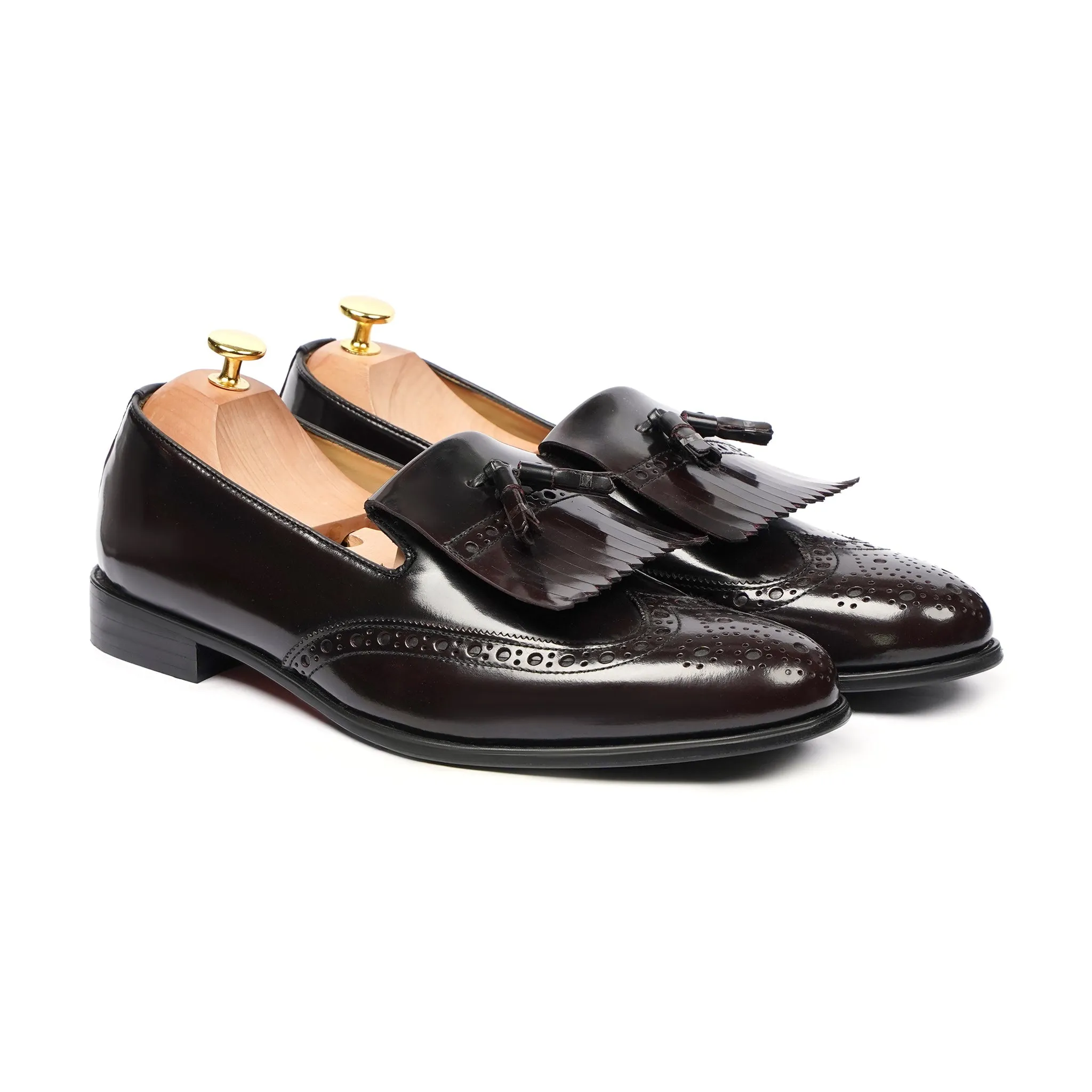 Taza - Men's Dark Brown Box Leather High Shine Loafer