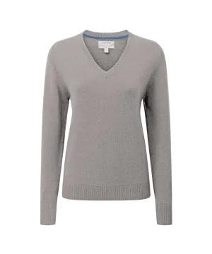 Women's Merino V Neck - Silver Grey